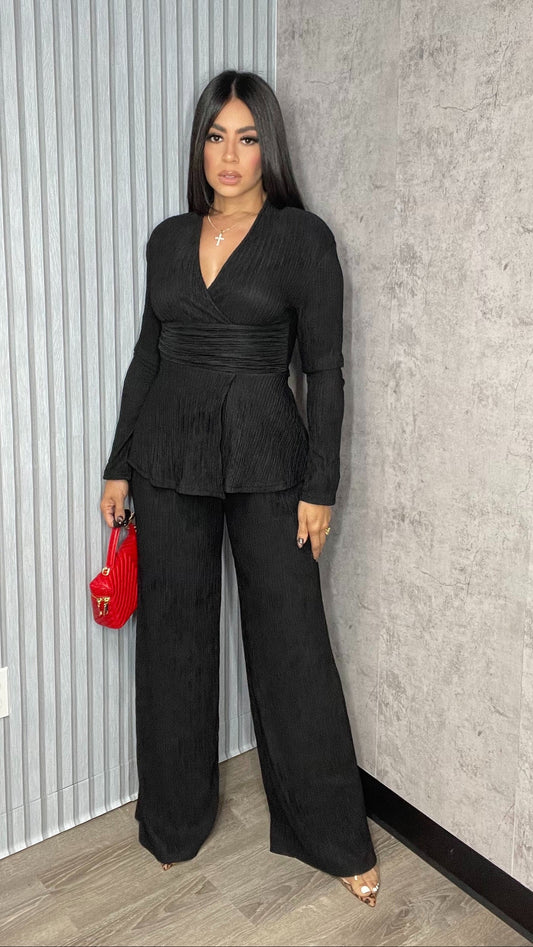Carla Black Pants Set