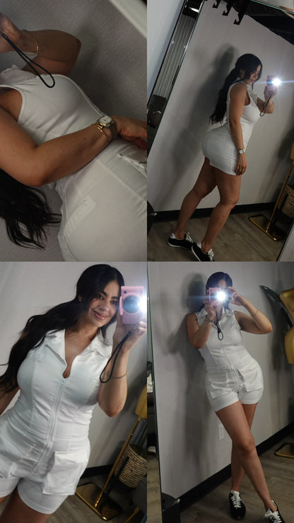 WHITE CARGO ROMPER