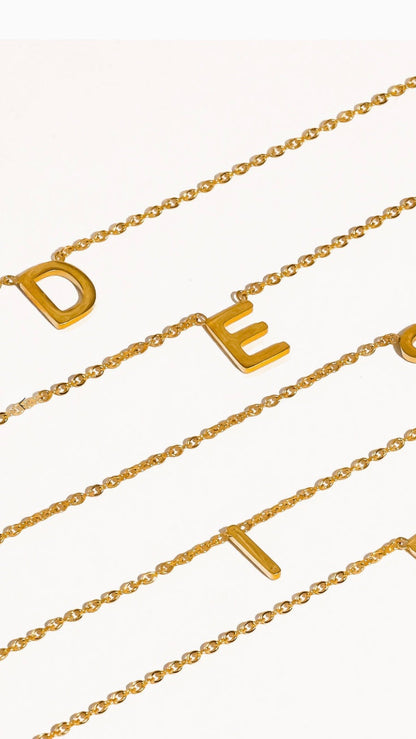 18k Gold Non-tarnish Classic Letter Necklace