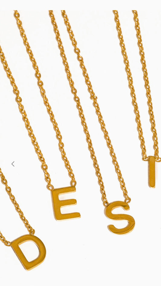 18k Gold Non-tarnish Classic Letter Necklace