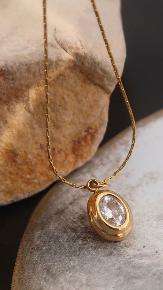 18k Gold Non-tarnish Gemstone Necklace