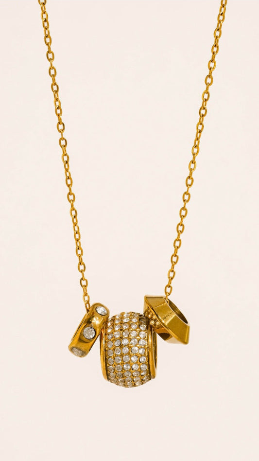 18k Gold Non-tarnish Cz Bead Necklace