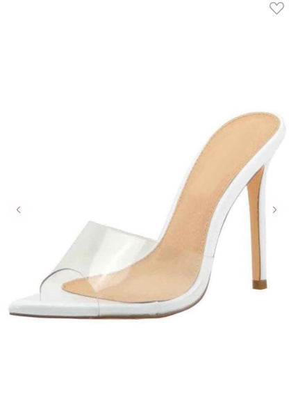 Khaly White/Clear Heels
