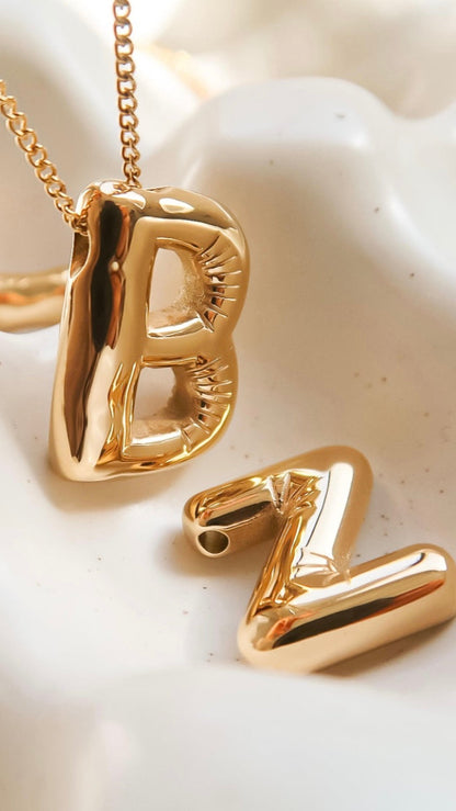 18k Gold Non-tarnish Balloon Alphabet Necklace