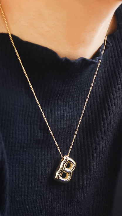 18k Gold Non-tarnish Balloon Alphabet Necklace