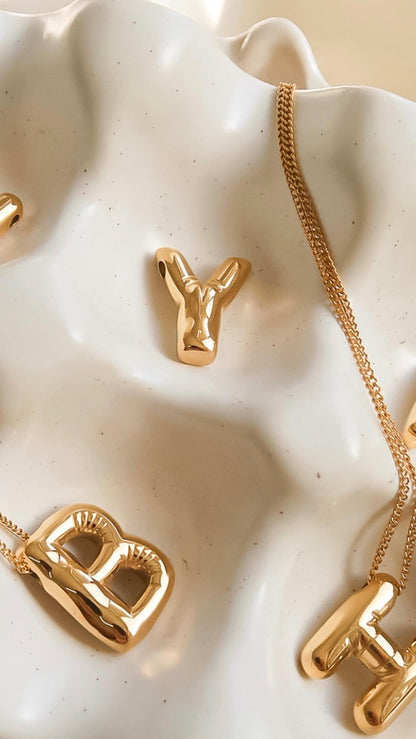 18k Gold Non-tarnish Balloon Alphabet Necklace