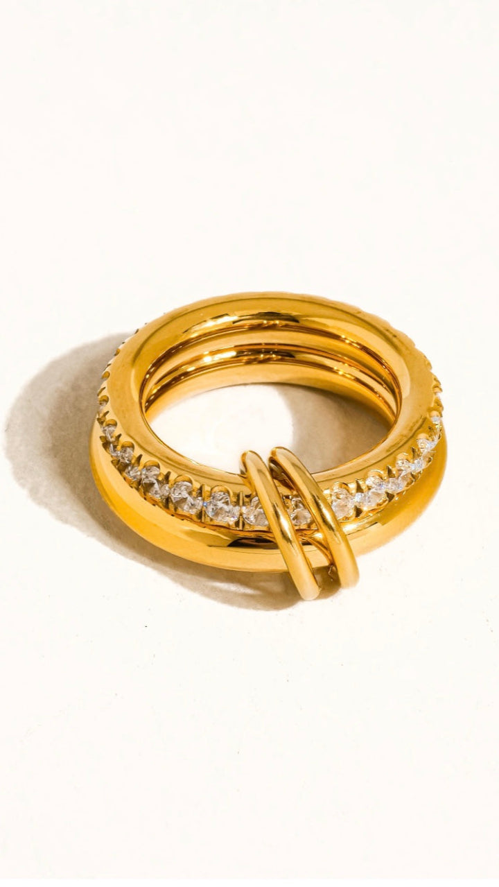 18k Gold Non-tarnish Cz Double Hoop Ring