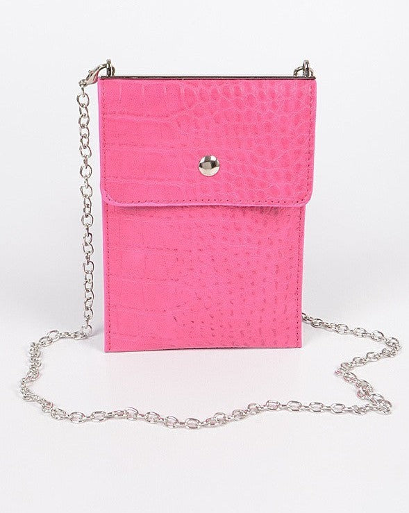 Croc Cellphone Bag (White, Green & Fuchsia)